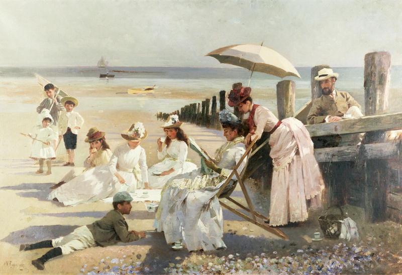 Alexander Mann Shores of Bognor Regis oil painting image